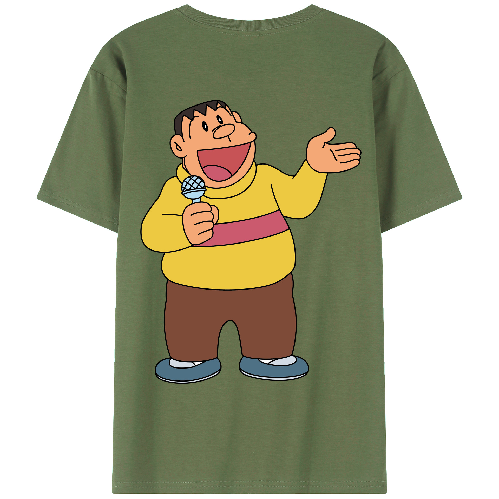 （画像用） ドラえもん 剛田武 Doraemon Gouta Takeshi 綿100％ メンズ半袖Tシャツ（バックプリント） 通気性